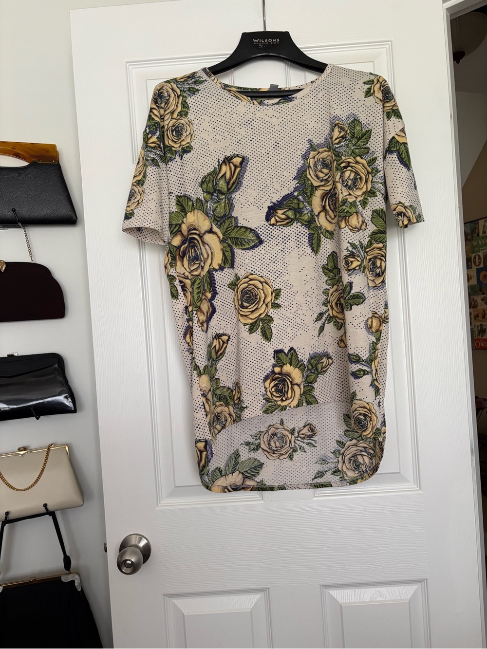 LuLaRoe “Irma” Floral Tunic in Cream, Yellow, Green
